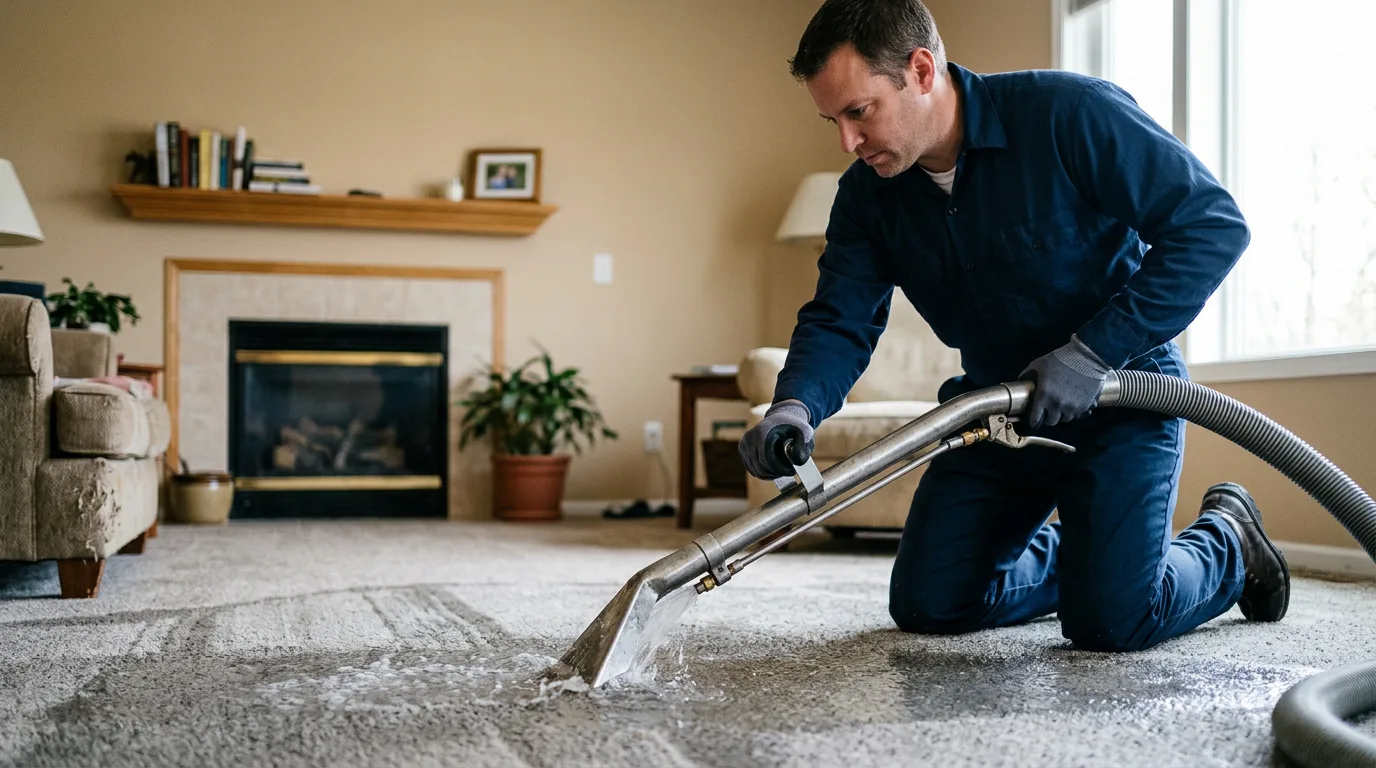 Water damage restoration technician working near Laneville, TX